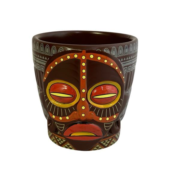 Princess Cruise Line Brown Tiki Tropical Bar Ceramic Mug Drink Cup Goblet New - Picture 3 of 7